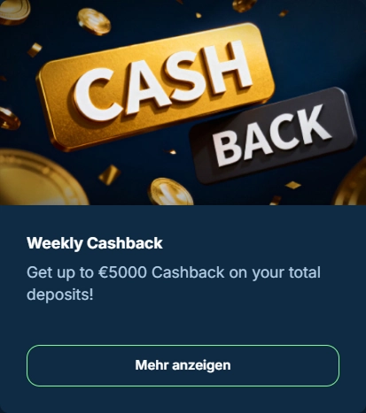 Cashback-Karte mit goldenem Schriftzug, €5000