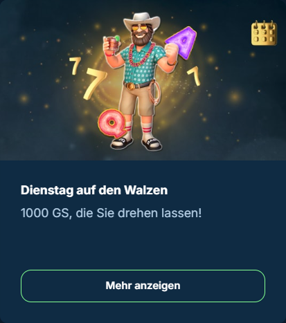 bonus-3 Maskottchen mit Hut und Sieben, 1000 Freispiele